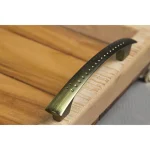 سینی چوبی دسته فلزی و پایه طلایی مدل کلاسیک - تصویر 2