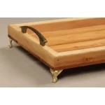 سینی چوبی دسته فلزی و پایه طلایی مدل کلاسیک - تصویر 3