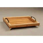 سینی چوبی دسته فلزی و پایه طلایی مدل کلاسیک - تصویر 4